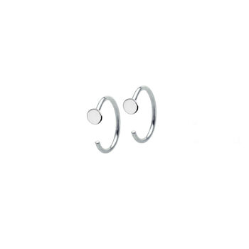 Silver Huggie Dot Hoop Earrings, 5 of 7