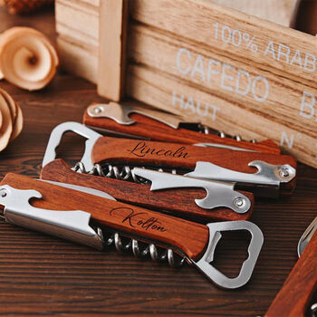 Personalised Wood Wine Bottle Opener, Corkscrew, 3 of 5