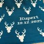 Personalised Knitted Stag Baby Blanket, thumbnail 6 of 12