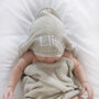 Personalised Light Grey/Stone Baby Towel With Star Trim, thumbnail 1 of 6