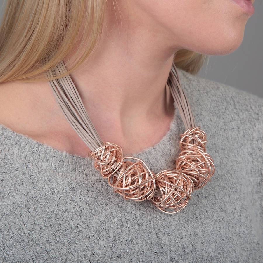 rose gold wire ball necklace by my posh shop