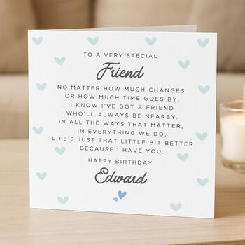 Personalised Special Verse Birthday Card For Friend Him, 2 of 8