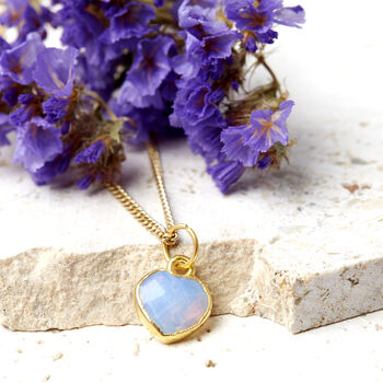 Healing Opal Heart Gemstone Gold Plated Necklace, 2 of 10