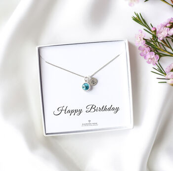 Initial And Birthstone Necklace In Sterling Silver, 5 of 9
