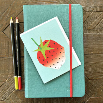 Mini Turquoise Strawberry Greetings Card, 3 of 4