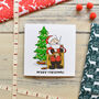 Sleeping Santa And Dog Christmas Card, thumbnail 1 of 3