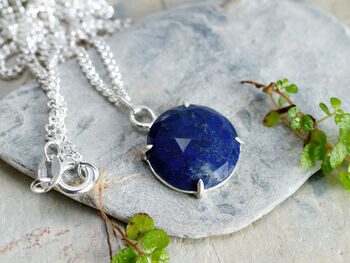 Natural Lapis Lazuli Necklace In Sterling Silver, 2 of 3