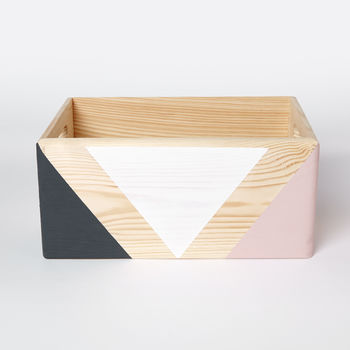 Geometric Wooden Box With Handles Two Sizes Available, 5 of 9
