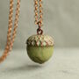 Moss Olive Green Acorn Necklace, thumbnail 8 of 8