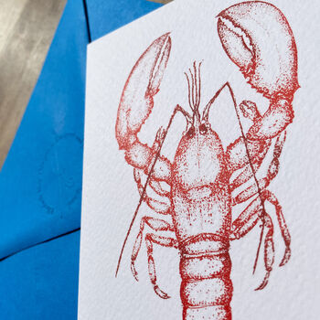 Hand Drawn Red Lobster Illustrated Blank Greeting Card, 7 of 11