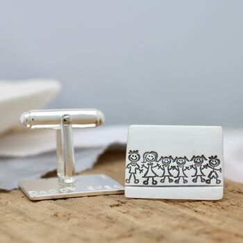 Personalised Cufflinks. Family Portrait Gift For Dad, 6 of 10