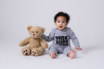 Baby Sleepsuit, Free Hugs, Cotton Babygrow, 6 of 6
