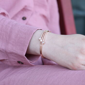Brass Three Layer Zircon Luxury Wrist Bangle Bracelet, 3 of 3