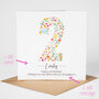 Floral Fun Personalised 2nd Birthday Card, thumbnail 2 of 5