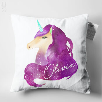 Personalised Purple Unicorn Name Cushion, Girl's Bedroom Decor, 3 of 6