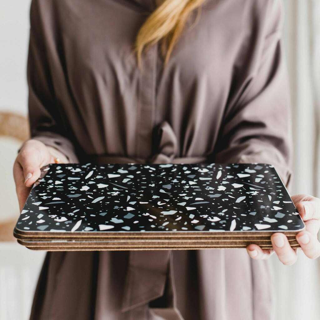 Black Terrazzo Rectangle Placemat Set By MAiK