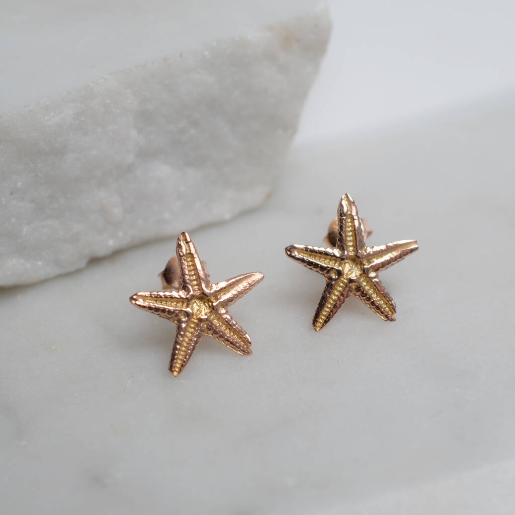 starfish stud earrings in rose gold vermeil by lime tree design ...