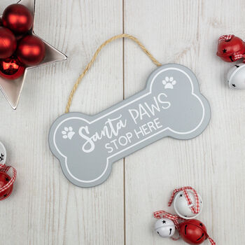 Santa Paws Stop Here Wooden Sign, 2 of 6
