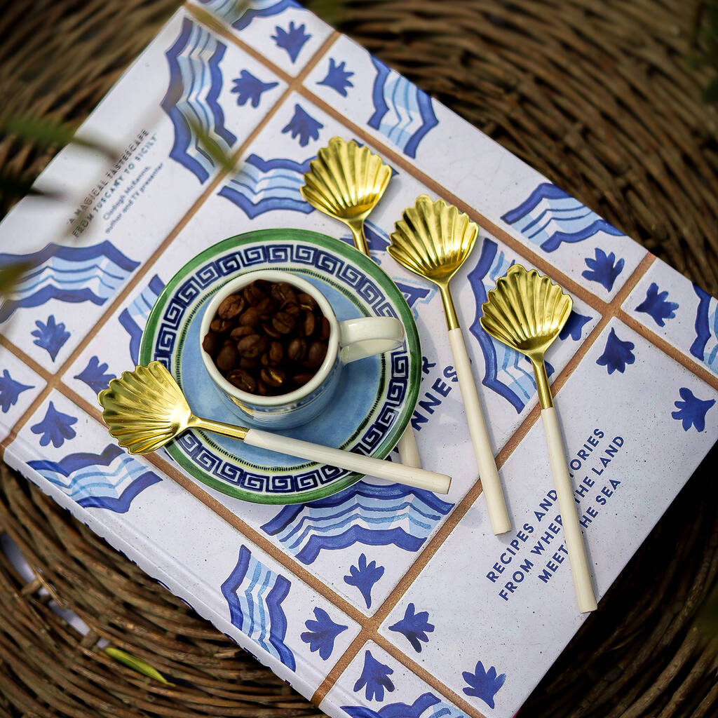 Set Of Four Shell Mini Dessert Spoons, 1 of 1