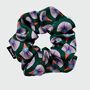 Matsuri Green Fan Print Silky Recycled Scrunchie, thumbnail 1 of 3