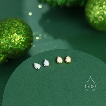 Tiny Opal Droplet Screw Back Earrings, 6 of 9