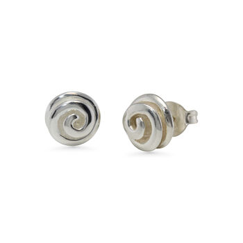 Silver Swirl Stud Earrings, 2 of 4