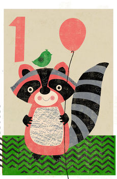 Raccoon Greetings Card, 2 of 2