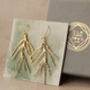 Pine Needle Fir Tree Gold Drop Earrings, thumbnail 3 of 6