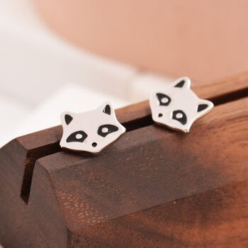 Cute Racoon Stud Earrings In Sterling Silver, 5 of 11