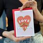 Love You Lots Valentines Card With 3D Gold Wooden Hands, thumbnail 1 of 6