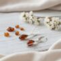 Cognac Baltic Amber And Silver Teardrop Earrings, thumbnail 3 of 3