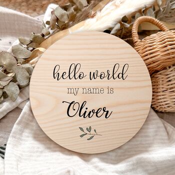 Personalised Baby Name Photo Prop Plaque | Wooden Newborn Announcement Sign, 6 of 8