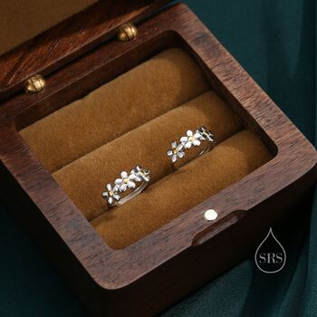 Sterling Silver Daisy Chain Huggie Hoop, 6 of 12