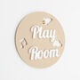 Play Room Door Sign – Beige Acrylic Circle, thumbnail 2 of 5