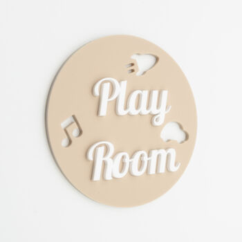 Play Room Door Sign – Beige Acrylic Circle, 2 of 5