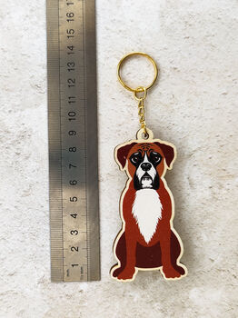 Boxer Dog Wooden Keyring With Optional Christmas Card, 11 of 12
