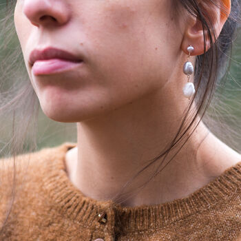 Asymmetric Statement Pearl Drop Earrings, 2 of 8