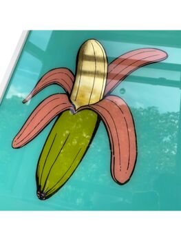 Banana Split, Gold Leaf Reverse Painted On Glass, 3 of 5