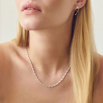 Sterling Silver Singapore Chain Necklace 18 Inch, 3 of 4