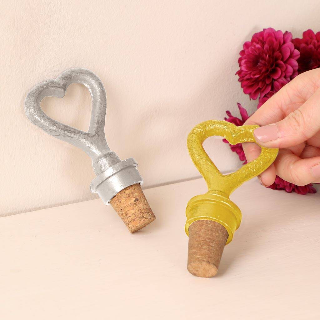 His And Hers Anniversary Heart Bottle Stoppers, 1 of 6