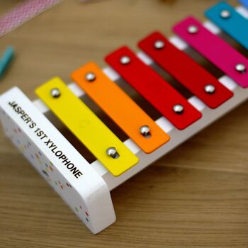 Personalised Wooden White Xylophone, 2 of 4