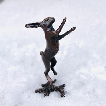 Miniature Bronze Hare Boxing Sculpture 8th Anniversary, 11 of 11