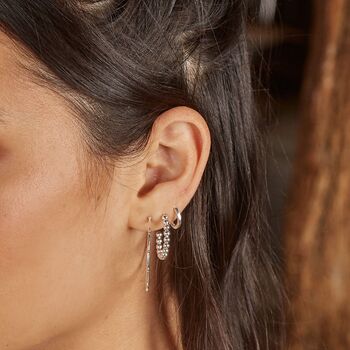 Flat Sterling Silver Hinged Huggie Hoop Earrings, 2 of 5