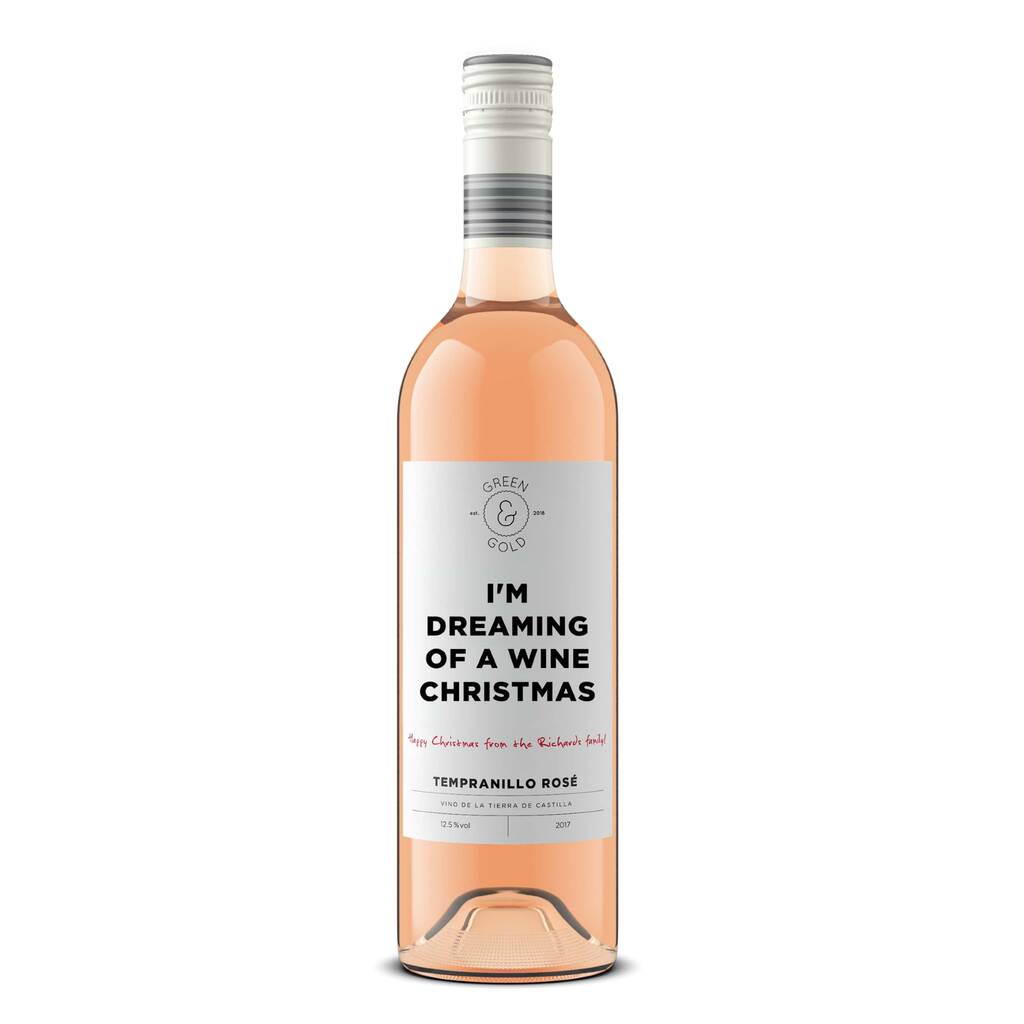 Personalised Christmas Rosé Wine By Green and Gold Wines