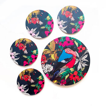 Bullfinch Pot Stand And Floral Coasters Set, 6 of 7