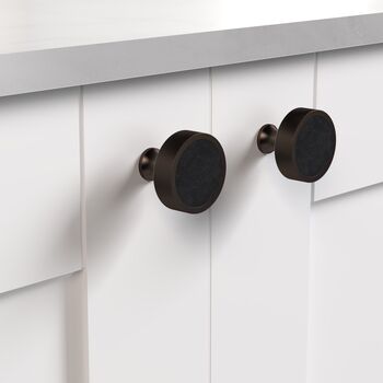 Solid Brass Bronze Cabinet Knobs With Leather Inserts, 7 of 8
