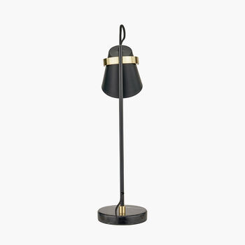 Black And Brushed Brass Task Table Lamp, 5 of 9