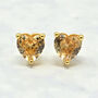 Citrine Heart November Birthstone Stud Earrings, thumbnail 1 of 3