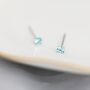 Sterling Silver March Birthstone Aquamarine Blue Cz Stud Earrings, thumbnail 3 of 12