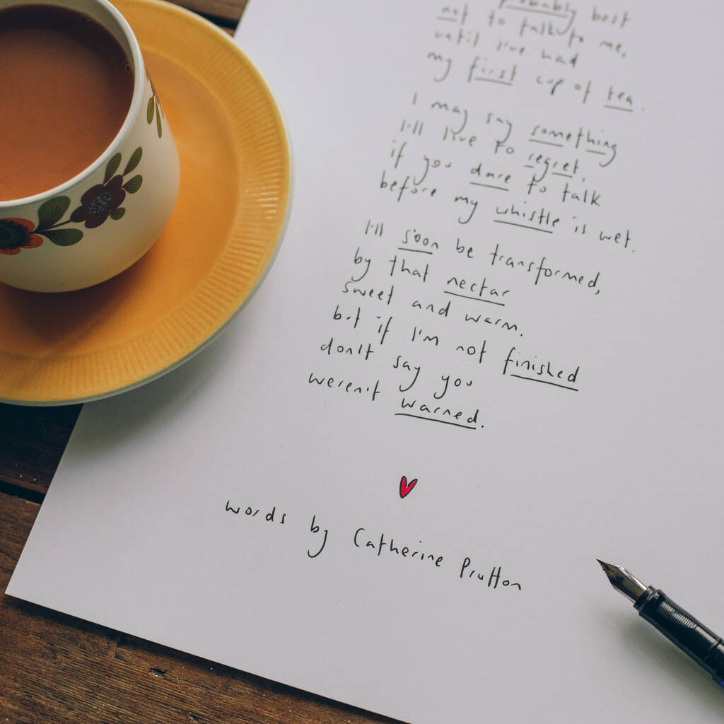 'tea' Original Handwritten Funny Poem By Words By ...